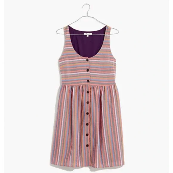 Madewell Blogger Favorite Scoopneck Tank Shirt Dress in Rainbow Stripe - Picture 2 of 7